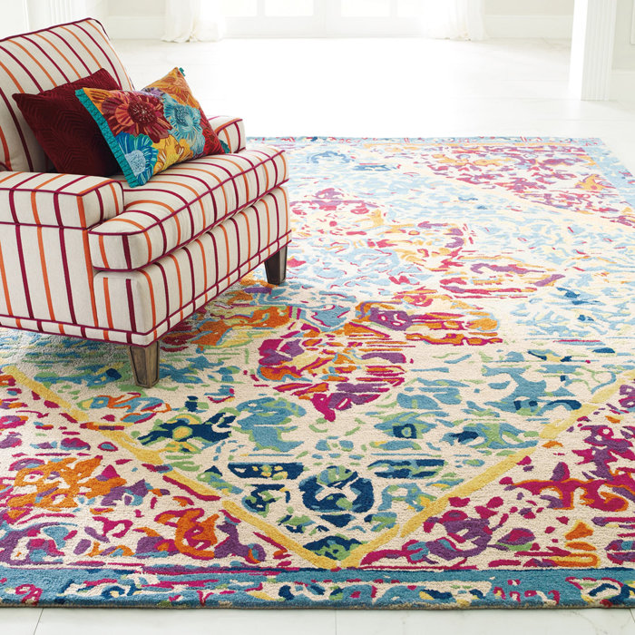 CompanyC Rhapsody Handmade Wool Blue/Green/Orange Rug Wayfair